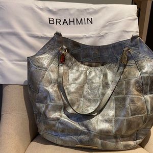 Brahmin Thelma Pewter Majorelle Leather Tote